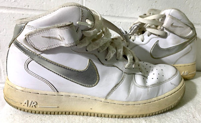 Nike Air Force One AF1 '82 White/Silver High Tops 2012 Mens 11.5 EUC Old School