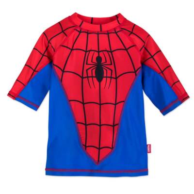 NWT Disney Store Spiderman Boy Rash Guard Shirt Top UPF 50+