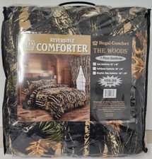 BLACK CAMO CAMOUFLAGE REVERSIBLE COMFORTER TWIN SIZE 66x86 in 167.64x218.44cm 