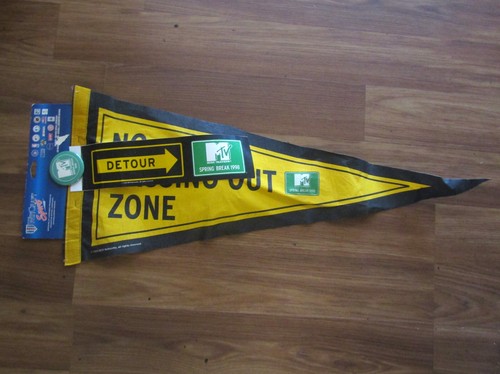 RARE MTV Spring Break 1998 Fan Pack: Pennant, Pin Button, Bumper Sticker Vintage - Picture 2 of 8