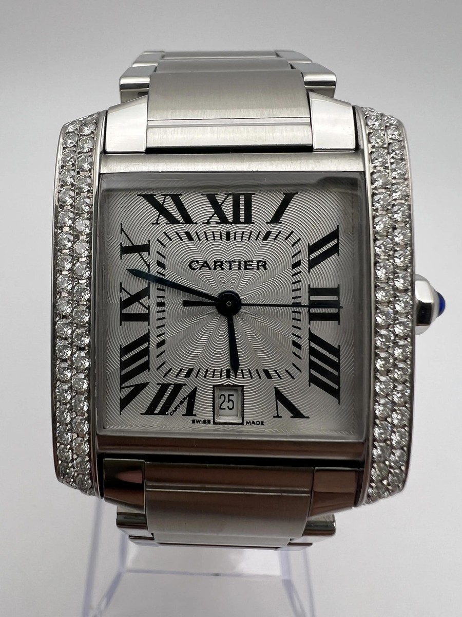 Tank Française Large 28mm x 32mm W51002Q3 Custom Diamond Bezel