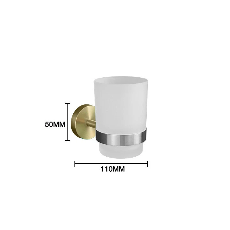 Forest Tumbler Glass Cup Brushed Nickel+Brushed Gold Toothbrush Holder Set - Image 3 of 4