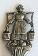 Vintage Souvenir Spoon Collectible Woman Carrying Water Buckets