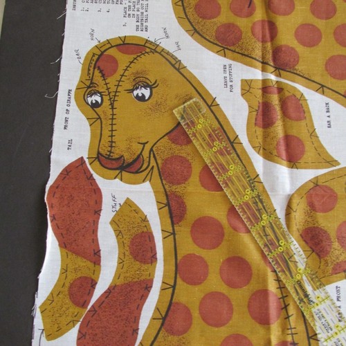 Vtg 60s soft sculpture stuffed animal Giraffe cotton fabric