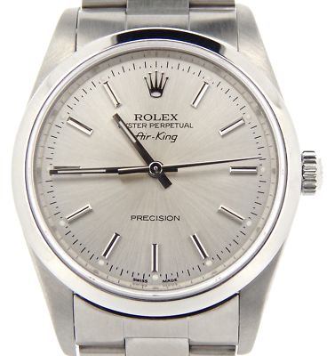 Rolex Air King Men Stainless Steel Watch Oyster Band Silver Dial