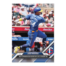 Jose Miranda 12 straight hits record At Bats 2024 MLB TOPPS NOW Card 389