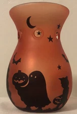 Yankee Candle Halloween Candle Wax Melter Frosted Silhouette Trick or Treat Rare
