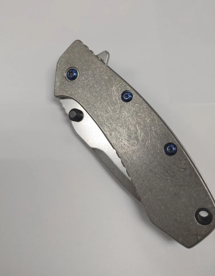 Kershaw Cryo 1 Frame Lock 2.75" Stonewash 1555G10 Blue Titanium Upgrade - Image 3 of 4