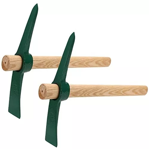 2 Pcs 17.7 Inch Garden Pickaxe Mattock Small Garden Pick Axe Tool