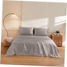 100 Pure Mulberry Silk Duvet Cover Set 3 Piece, 6A Grade Luxury Full Grey