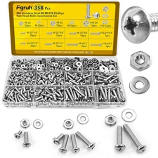 358PCS Stainless Steel Machine Screws, Nuts, and Washers Assortment Kit