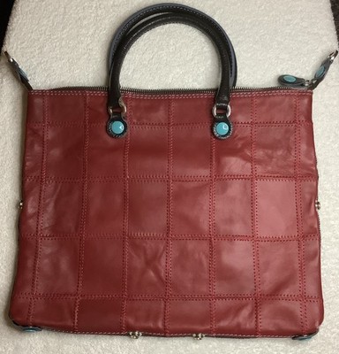 Gabs Borsa G43L Patchwork Convertible Flat Shopping Bag Matte Red Leather Women