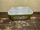 Vintage Pyrex 502 Spring Blossom Crazy Daisy Avocado Green Dish Lid
