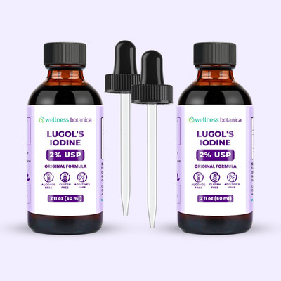 Authentic Lugols Solution of Iodine 100% Pure ( 2 Pack ) - Wellness Botanica