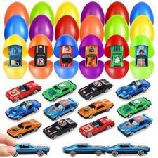 12 Pack Easter Eggs Filled with Pull Back Cars, Prefilled Easter Eggs with To...
