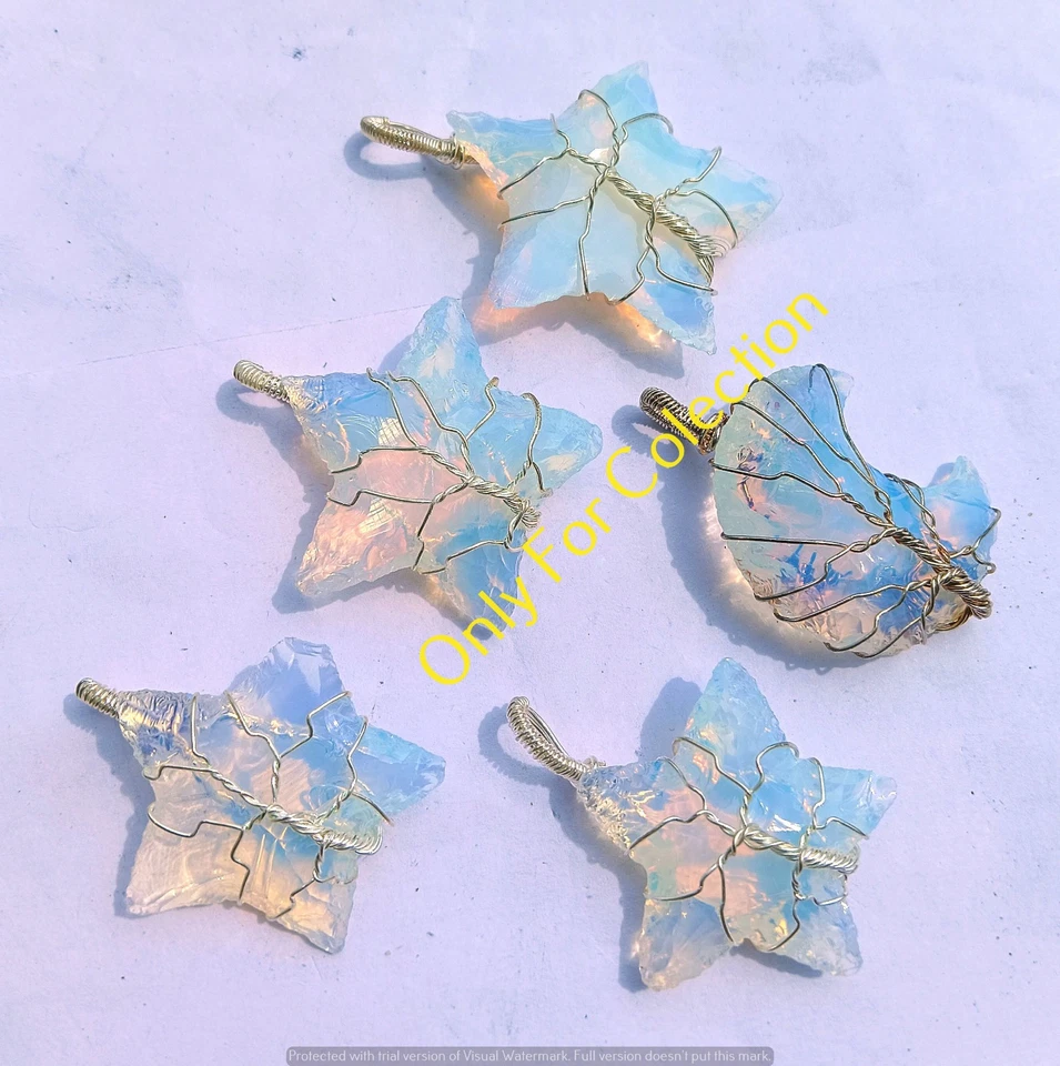 Lote de colgantes de estrellas de piedras preciosas de opalita a granel joyas envueltas en alambre de cobre Foto 2 de 3
