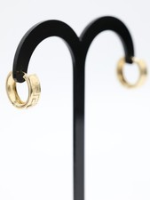 14ct Yellow Solid Gold Aztec Hoop Ladies Women's Huggie Earrings 13mm