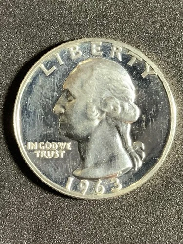 Uncirculated Proof 1963 Philadelphia Mint Silver Washington Quarter