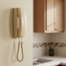 Dependable and Stylish Beige Corded Home Phone with Speed Dial Functionality