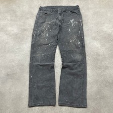 Dickies Carpenter Trousers Mens 34" Paint Splatter Workwear Faded Pants, Grey