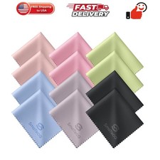 12 Pack Microfiber Lens Cleaning Cloths Ultra-Soft, Scratch-Free Eyeglass C...