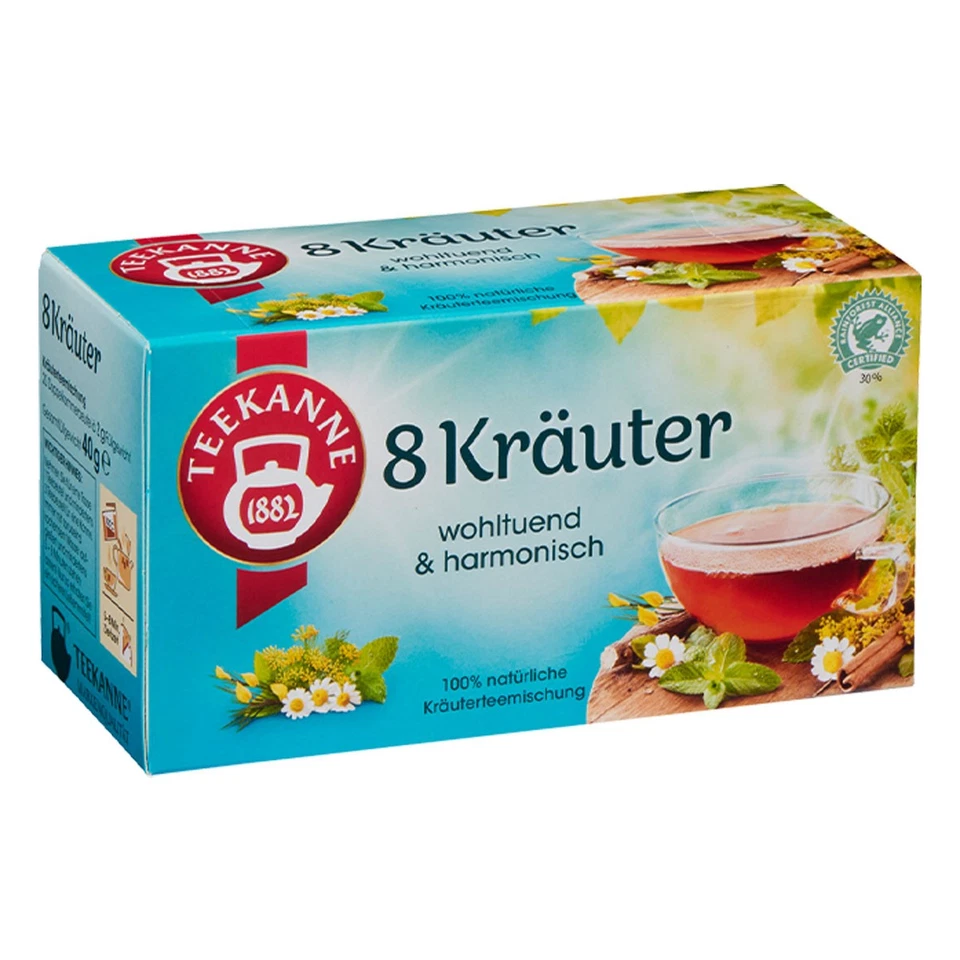 Teekanne 8 Kräuter Kräutergartenmischung Teegetränk 20 Teebeutel 40g - Bild 1 von 1