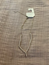 Sugarfix Baublebar Women’s V Pearl Necklace Gold Adjustable NWT