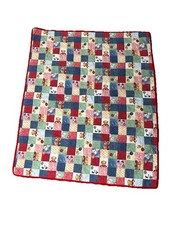 Blue Jean Teddy Quilt Panda Vintage Bear Crib Baby Nursery 39x33