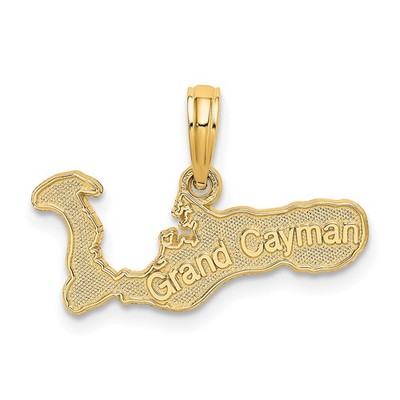 14k Gelbgold Grand Cayman Insel Karte Form Charm Anhänger 0,86gm