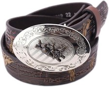 Nocona Boy's Bull Rider Cowboy Design Belt - Brown, Size 28