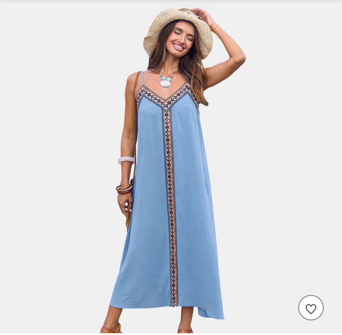 Women's Boho Chic Embroidered Straight Maxi Dress - Cupshe