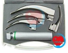 NEW ORIGNAL FIBER OPTIC Laryngoscope Mac Set of 4 BLADE  HANDLES ENT Anesthesia