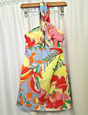ZARA Halter Mini Dress Multi-coloured Floral 60s 70s Women's Medium L3490