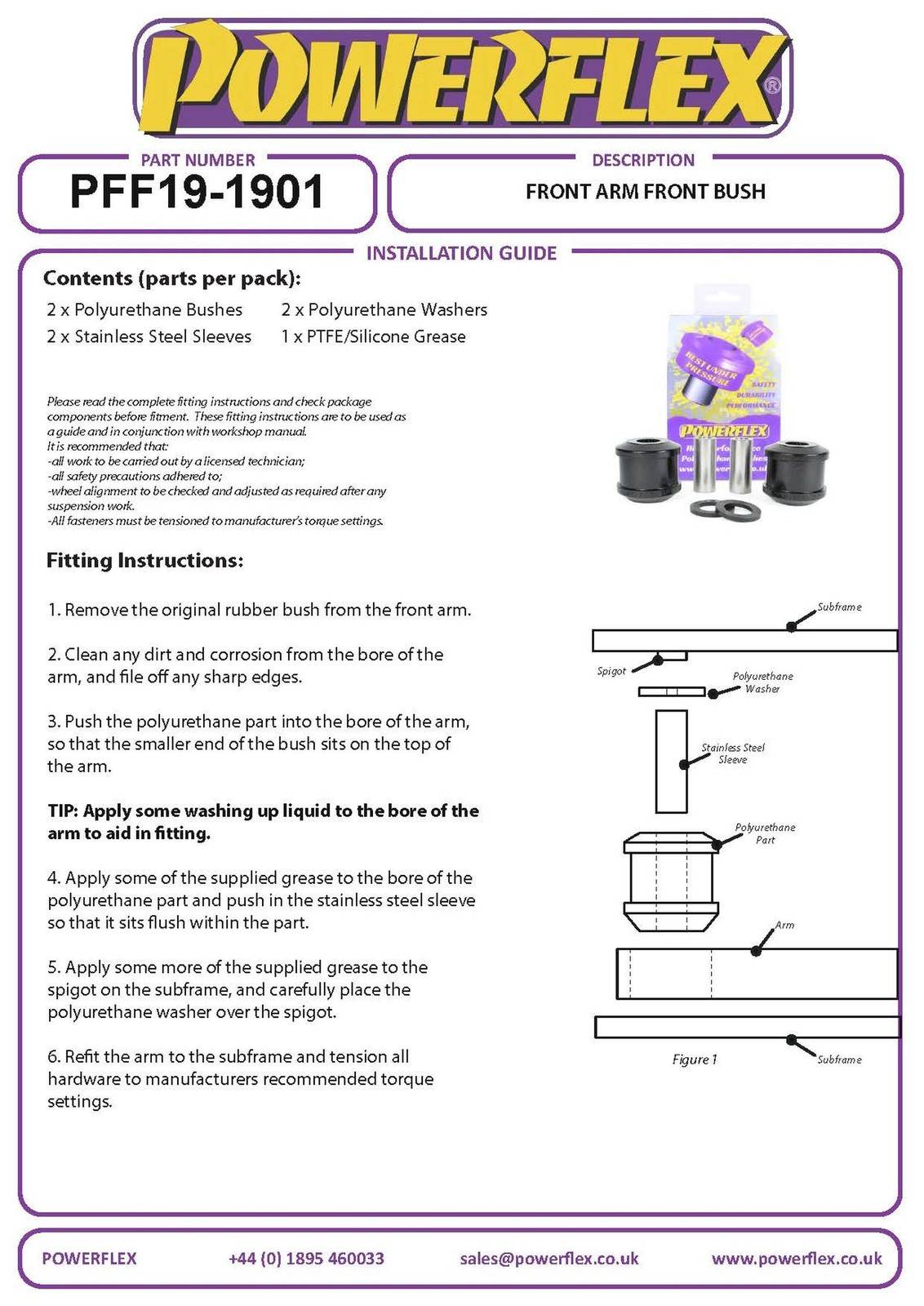 PFF19-1901BLK Powerflex Black Front Arm Front Bushes