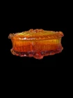 Fenton Amberina Oval Trinket Box With Cover in the Cabbage Rose Pattern (S77)