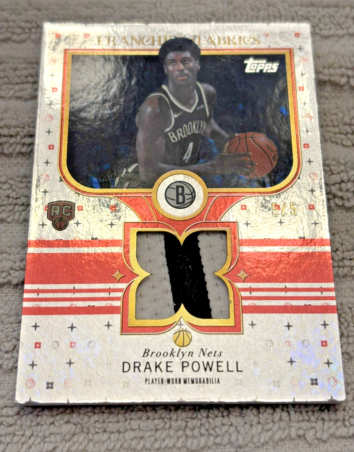 Drake Powell Franchise Fabrics TOPPS 2025-26 Card 5/5 Halo Red Foil Rookie