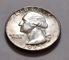 1962 Washington Quarter • Strong Luster & Obv/Rev Toning • 90% Silver • X63