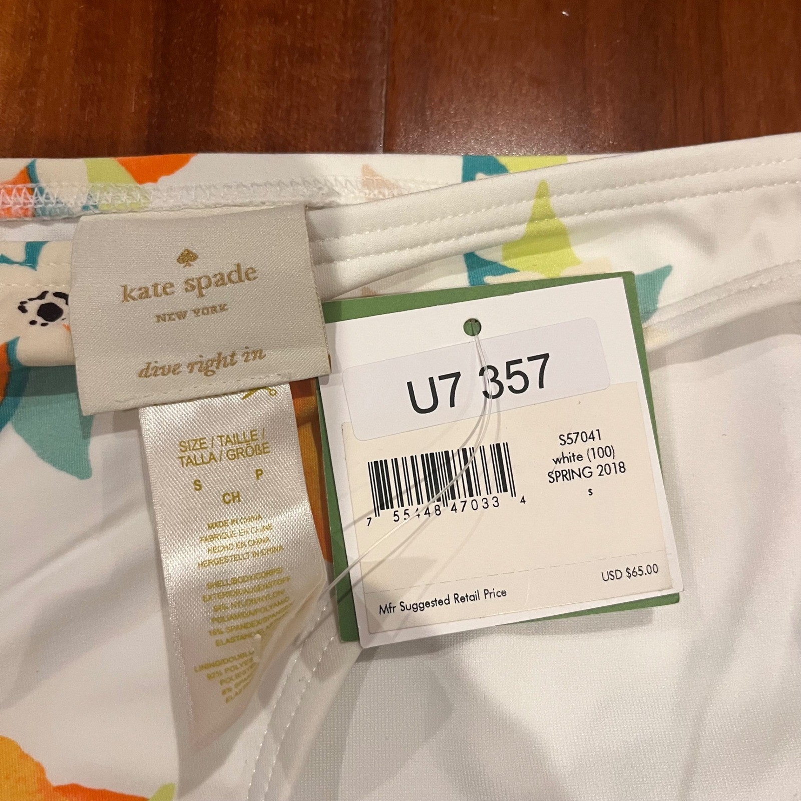 Kate Spade Bikini Bottom Swim White Orange Blossom Fruit New NWT Size Small thumbnail 2