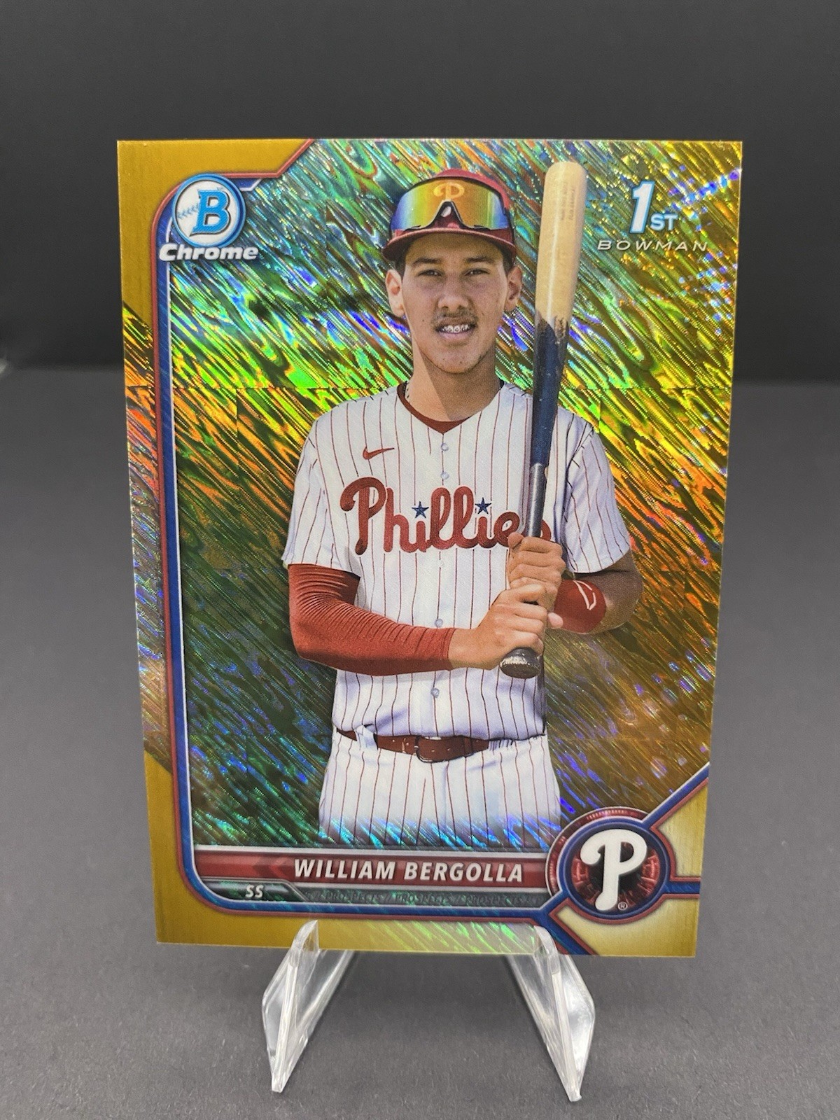2022 Bowman Chrome William Bergolla 1st /50 Gold Shimmer Refractor BCP-159