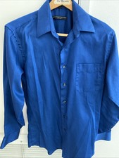 Geoffrey Beene Dress Shirt Mens 15 32/33 Fitted Button Up Blue Long Sleeve