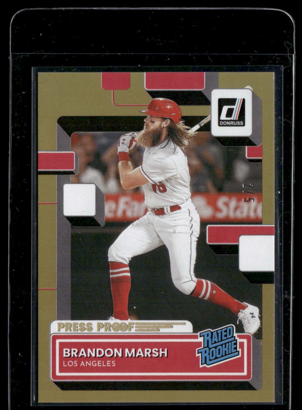 2022 Donruss Brandon Marsh #41 Rookie Press Proof GOLD /5