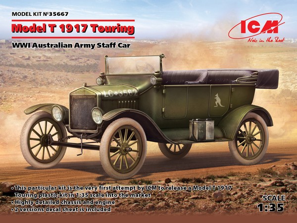 Modell T 1917 Touring, Wwi Australian Army Staff Auto 1:3 5 Kunststoff Kit Icm-image