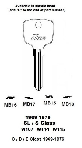 MB17 MERCEDES BENZ Master Key Blank 1969-1979 S SL SEL SEC, Sprinter Van 01-06 - Picture 3 of 5