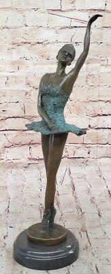 Sign Original Ballerina Dancer Bronze Statue Sculpture Art Nouveau Figure Gift