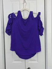 Bold Elements NWT Women's Size Small Blouse Blue Cold Shoulder