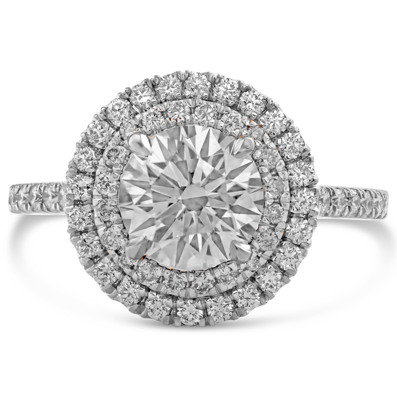 2.20ctw Round Cut Double Halo Diamond Engagement Ring 14k White Gold ...