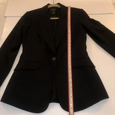 MODA INTERNATIONAL SIZ 6TALL WOMENS BLACK BLAZER 1 BUTTON SHOULDER PADS!!