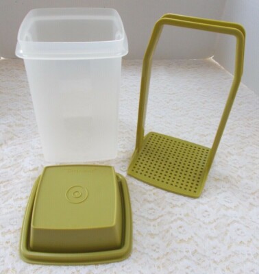 Vintage Pickle Keeper #1560-4 -3Pc.AvacadoTop w/White/Clear Bottom - 8 1/4'' Tall