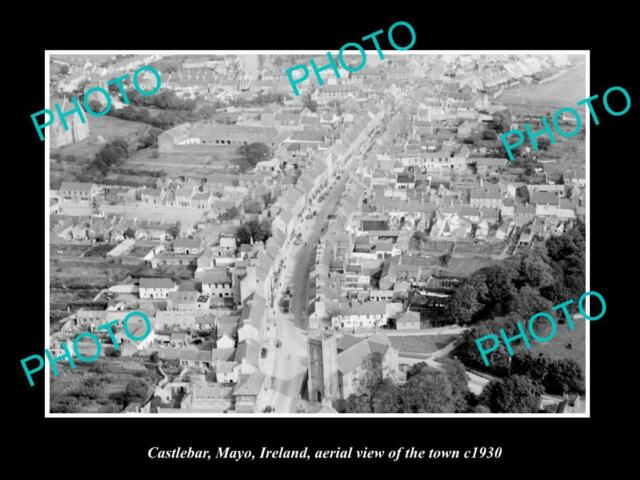OLD 6 X 4 HISTORIC PHOTO OF CASTLEBAR MAYO IRELAND AERIAL VIEW OF TOWN c1930 4