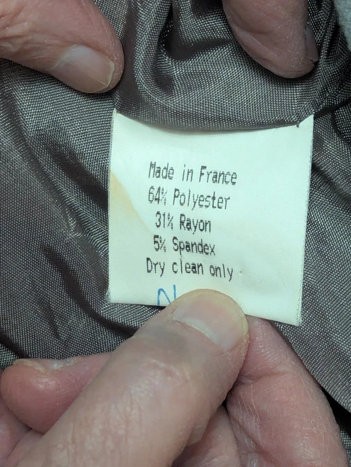 Paris France Vertigo gray fitted blazer jacket size M polyester blend lined - Image 3 of 4